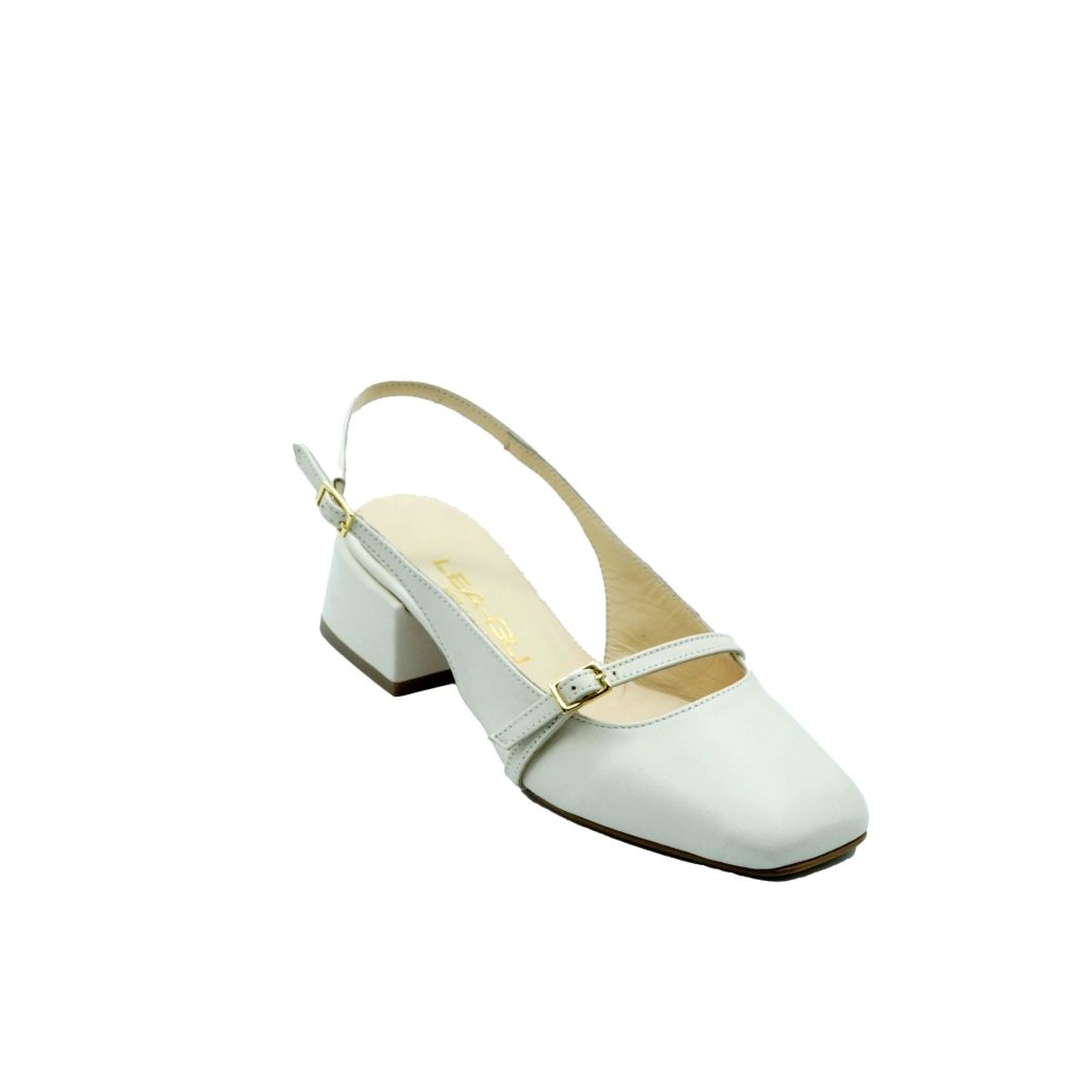 Lea Gu slingback in nappa, punta quadrata, cinturino frontale, tacco 35mm Hotsell