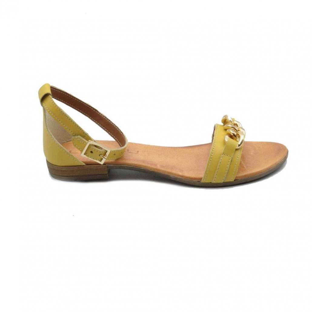 Lea Gu sandalo in nappa, fascia con accessorio oro centrale, cinturino alla caviglia, tacco 15 mm Nuovo