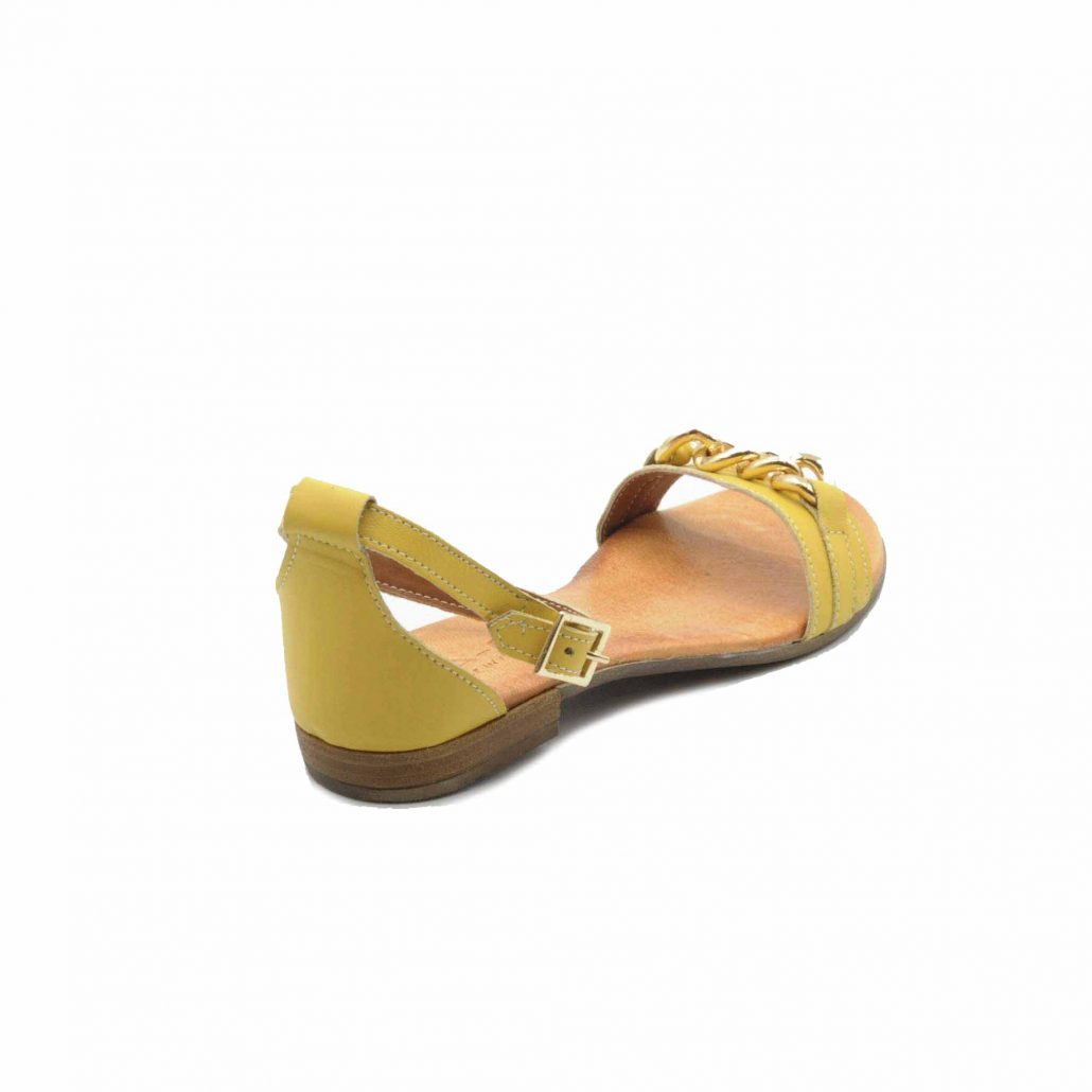 Lea Gu sandalo in nappa, fascia con accessorio oro centrale, cinturino alla caviglia, tacco 15 mm Nuovo