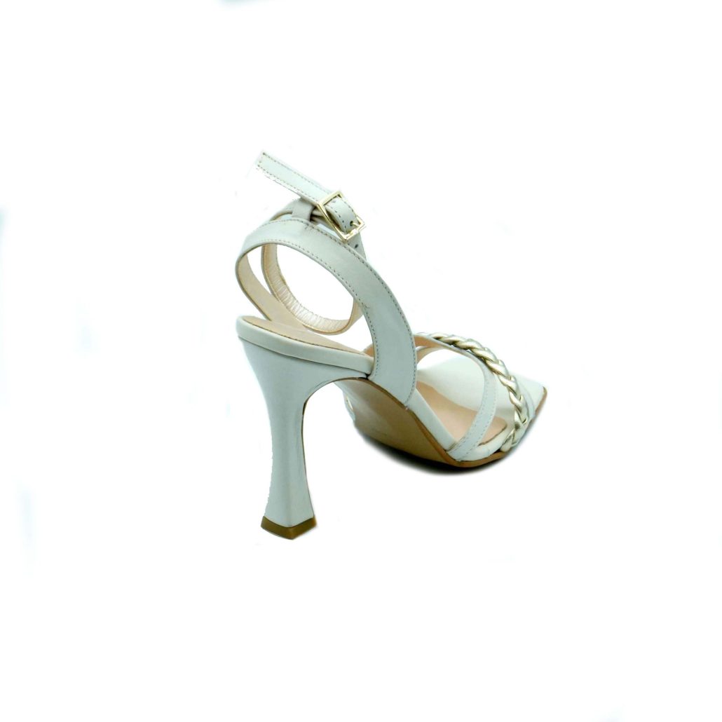 Lea Gu sandalo in nappa, fascia frontale con intreccio, punta quadrata, chiusura alla caviglia, tacco ricoperto 90mm Spedizione Gratuita