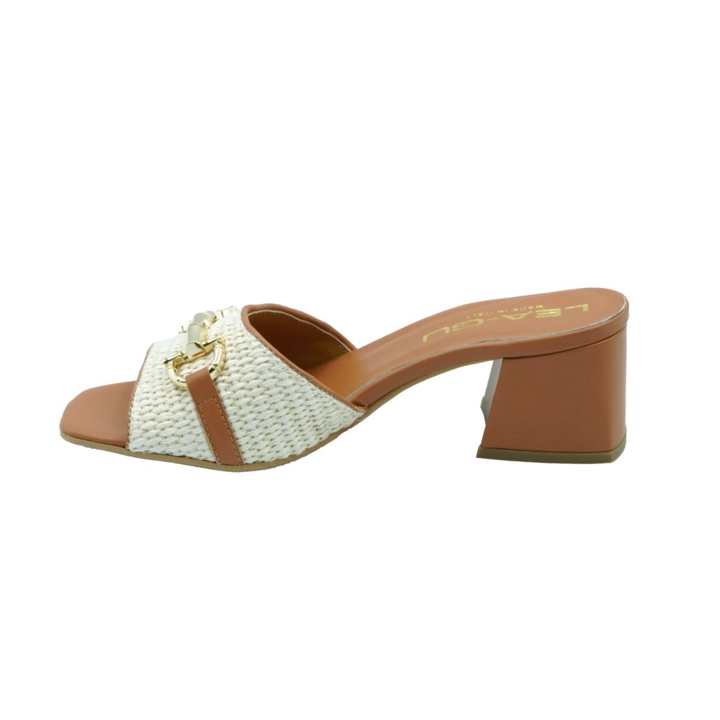 Lea Gu sandalo in nappa, fascia frontale in rafia con accessorio, tacco 50mm Soddisfazione Garantita