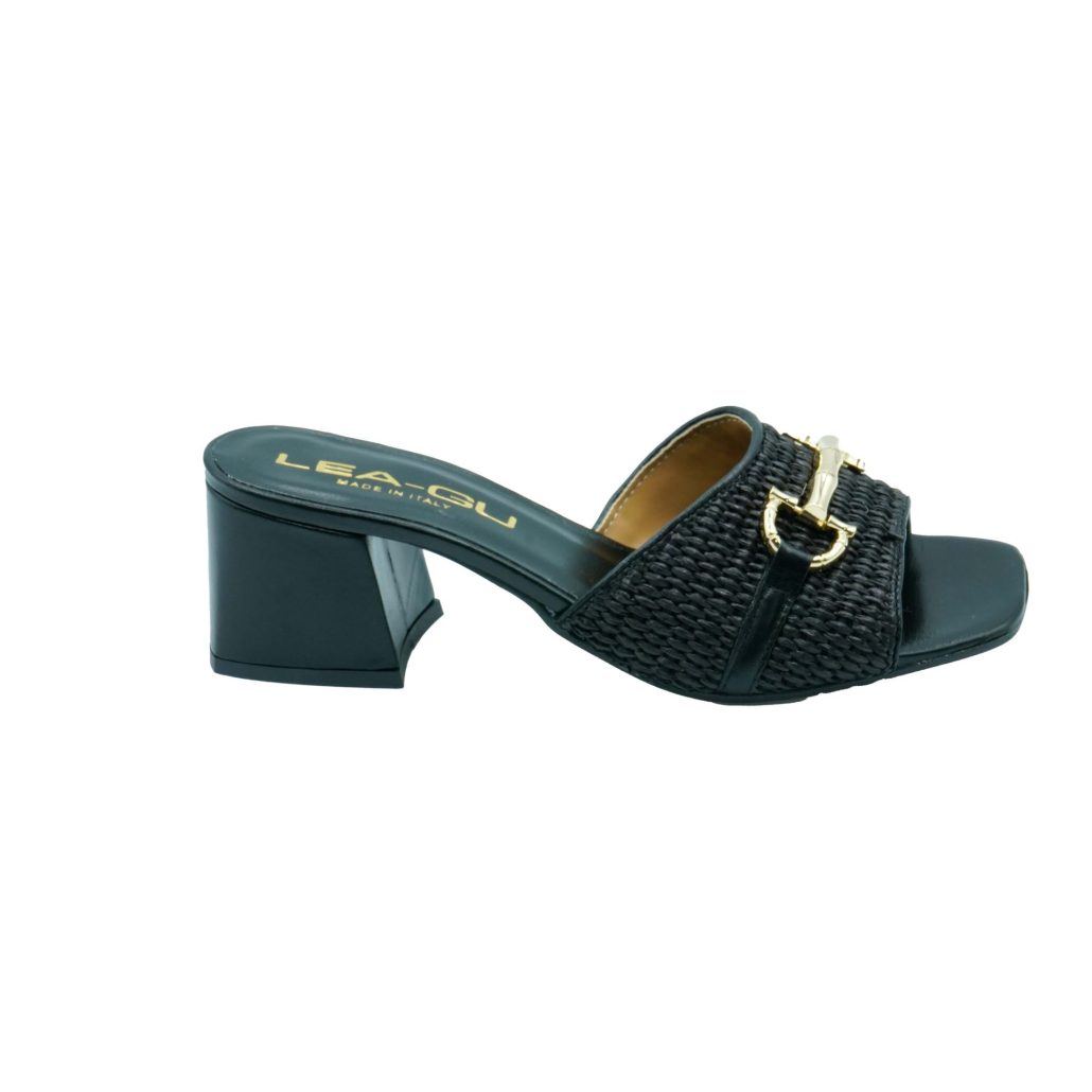 Lea Gu sandalo in nappa, fascia frontale in rafia con accessorio, tacco 50mm Soddisfazione Garantita