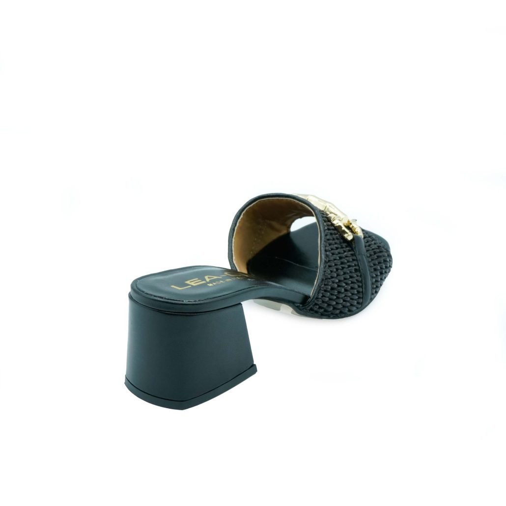 Lea Gu sandalo in nappa, fascia frontale in rafia con accessorio, tacco 50mm Soddisfazione Garantita