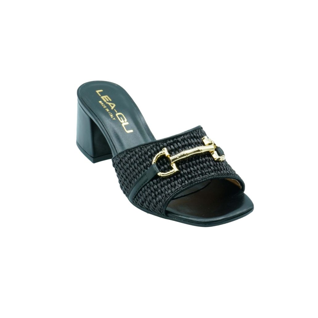 Lea Gu sandalo in nappa, fascia frontale in rafia con accessorio, tacco 50mm Soddisfazione Garantita