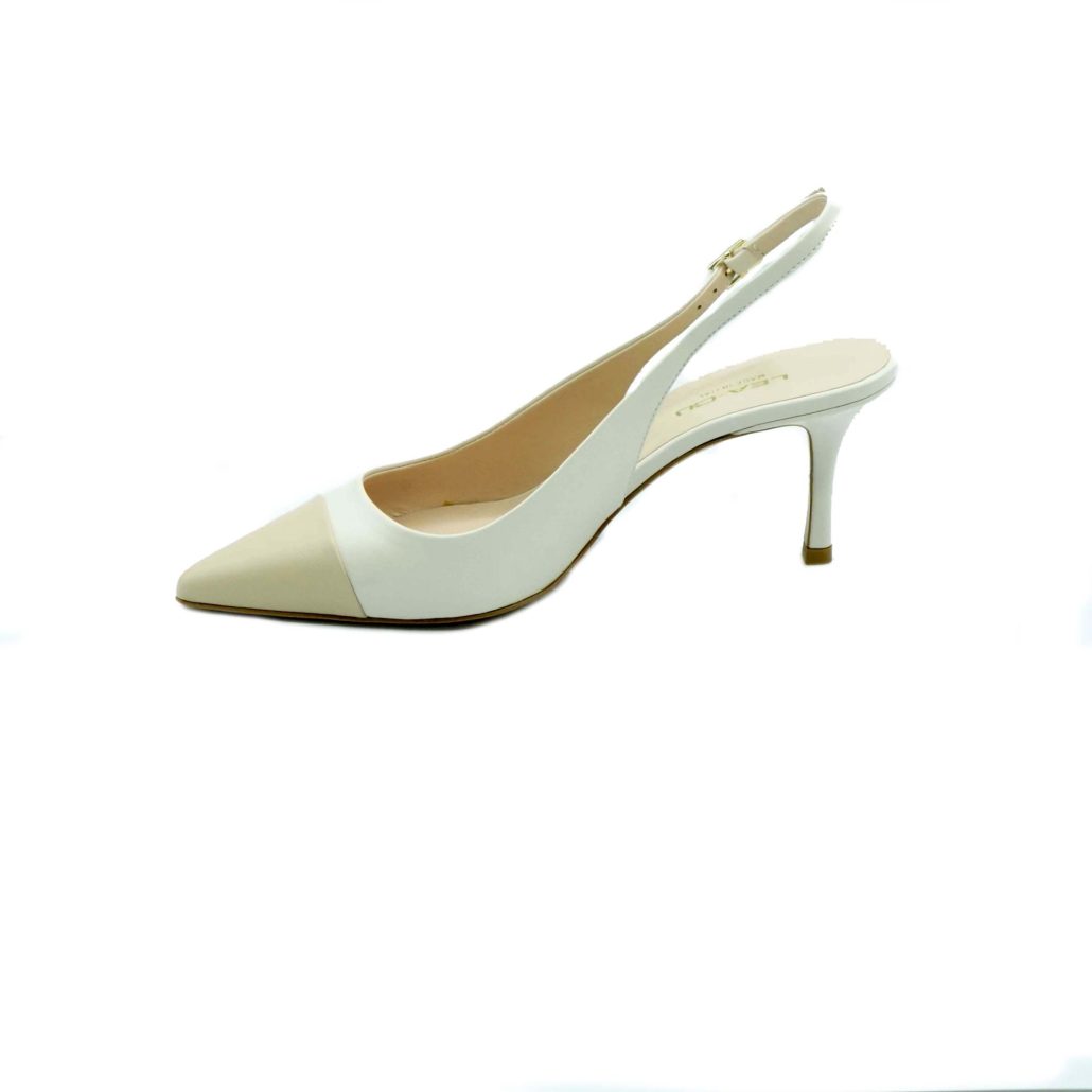 Lea Gu slingback in nappa con punta in contrasto, tacco 65mm Promozione Limitata
