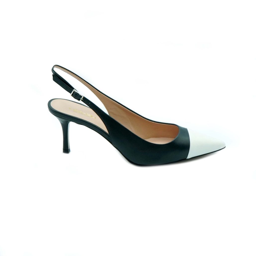 Lea Gu slingback in nappa con punta in contrasto, tacco 65mm Promozione Limitata