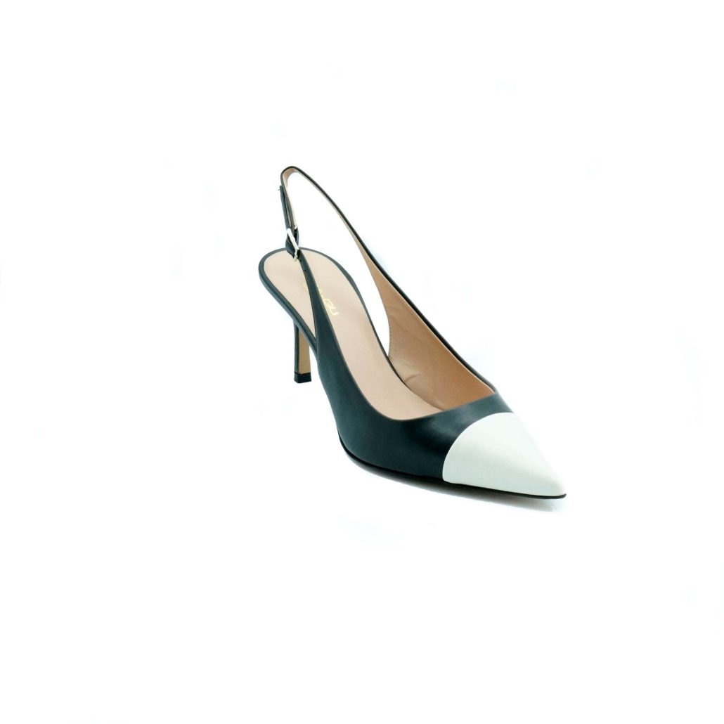 Lea Gu slingback in nappa con punta in contrasto, tacco 65mm Promozione Limitata
