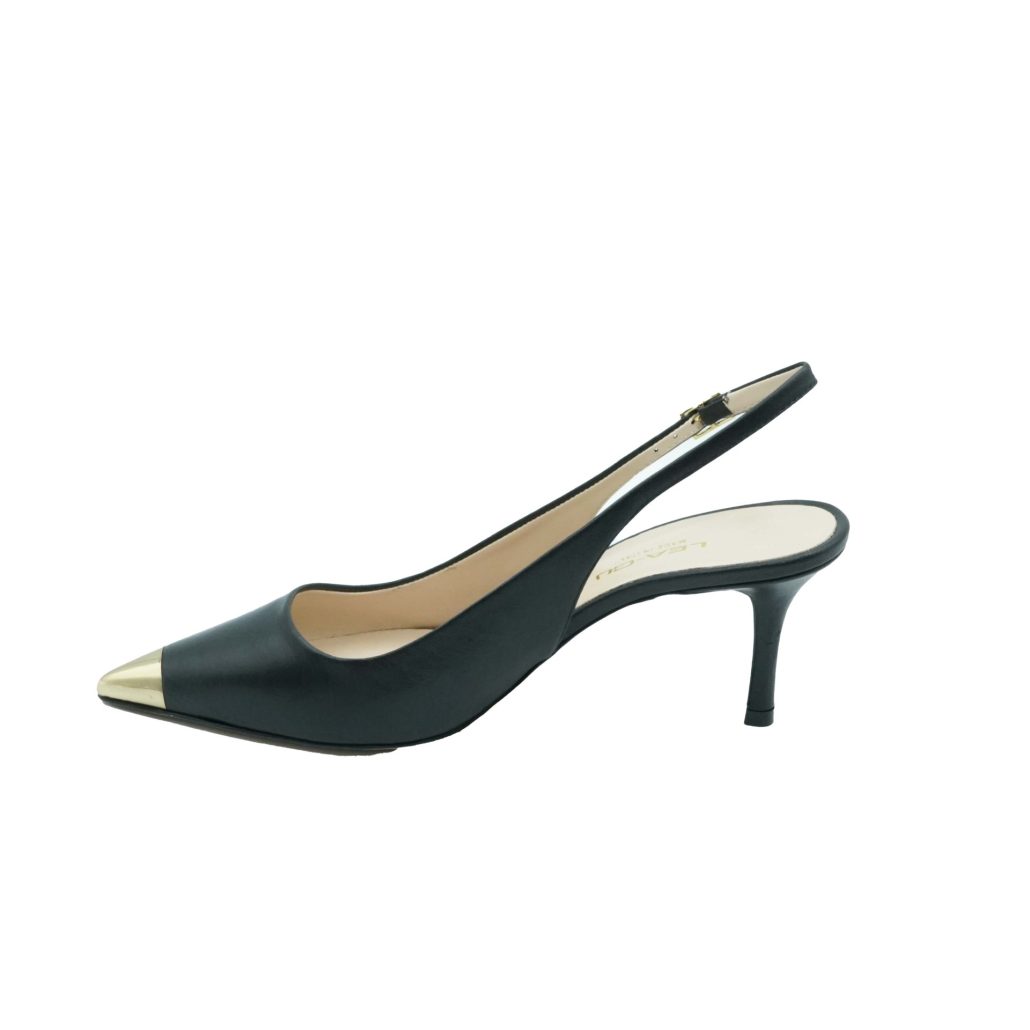Lea Gu slingback in nappa con punta metallica, tacco 65mm Fino Al -60%