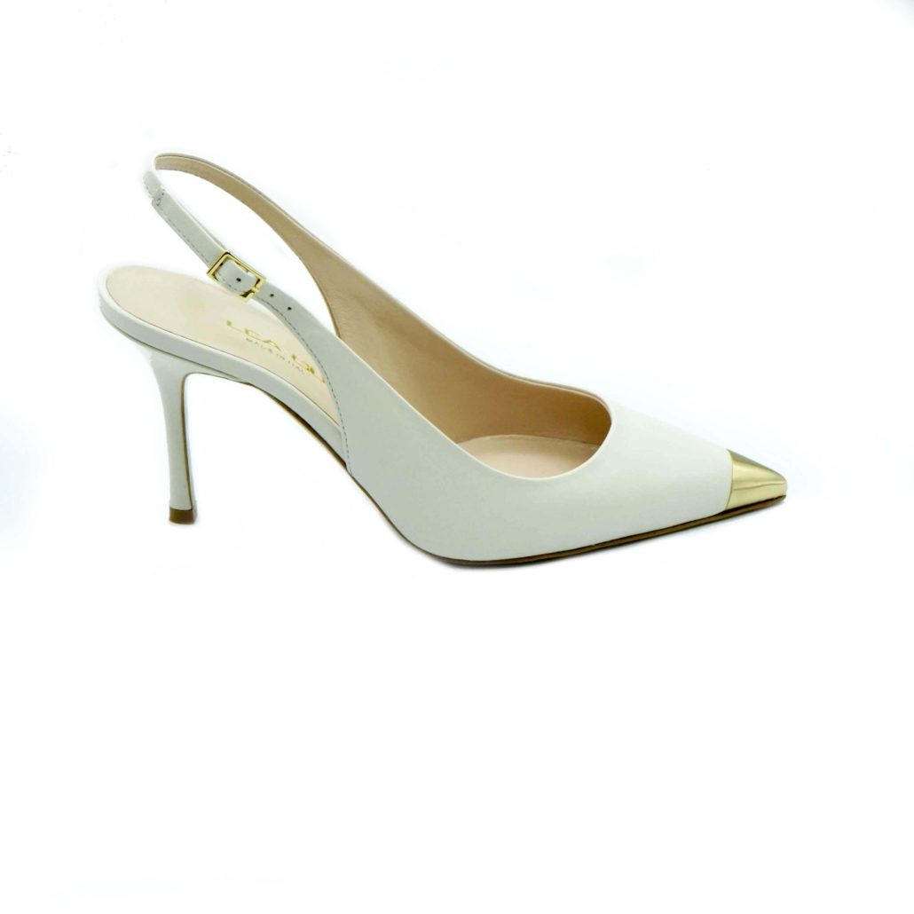 Lea Gu slingback in nappa con punta metallica, tacco 85mm Shopping Online