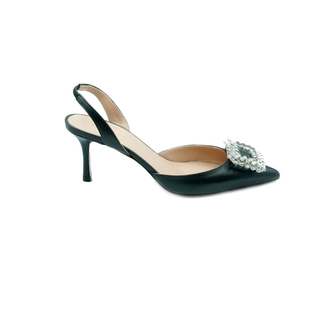 Lea Gu slingback in nappa, accessorio frontale, tacco 65mm Sconto