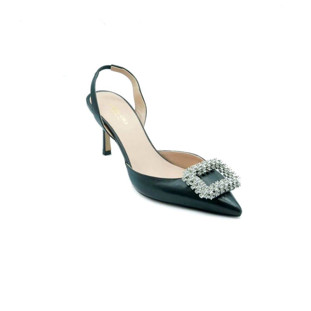 Lea Gu slingback in nappa, accessorio frontale, tacco 65mm Sconto