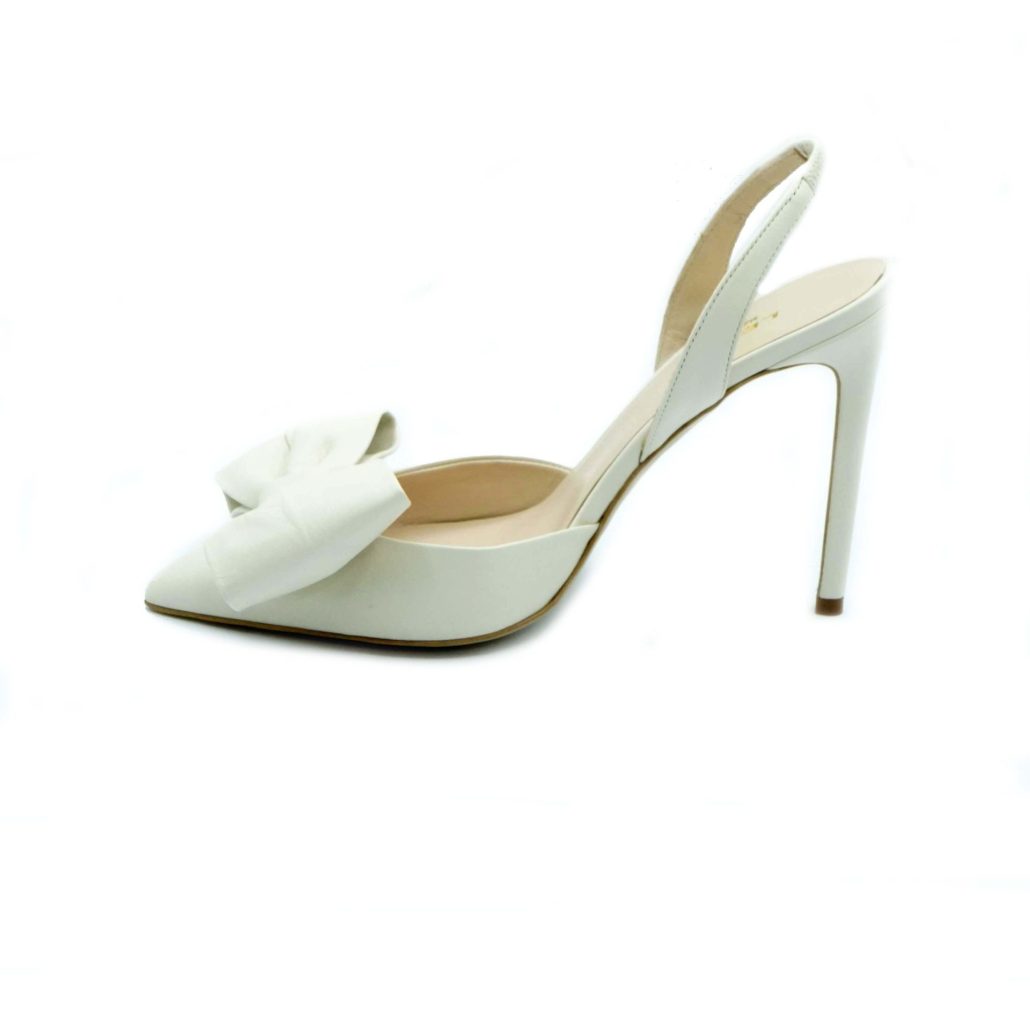Lea Gu slingback in nappa, fiocco frontale, tacco 100mm Outlet