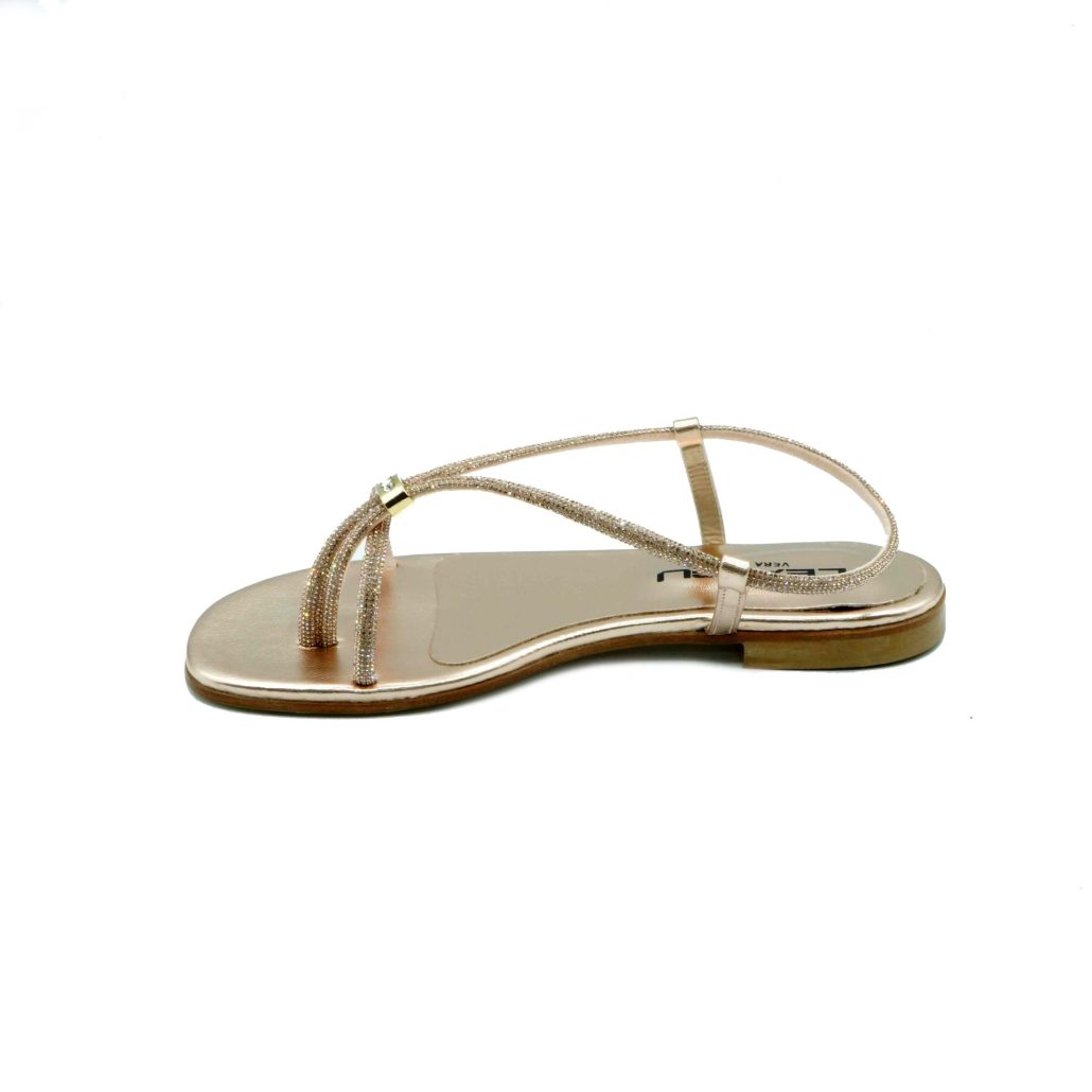 Lea Gu sandalo in nappa laminata, strass frontali, tacco 10mm Negozio