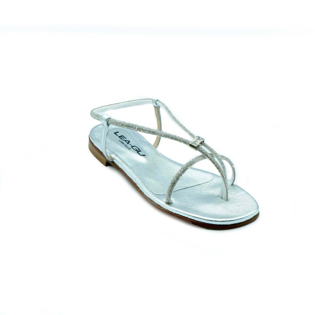Lea Gu sandalo in nappa laminata, strass frontali, tacco 10mm Negozio