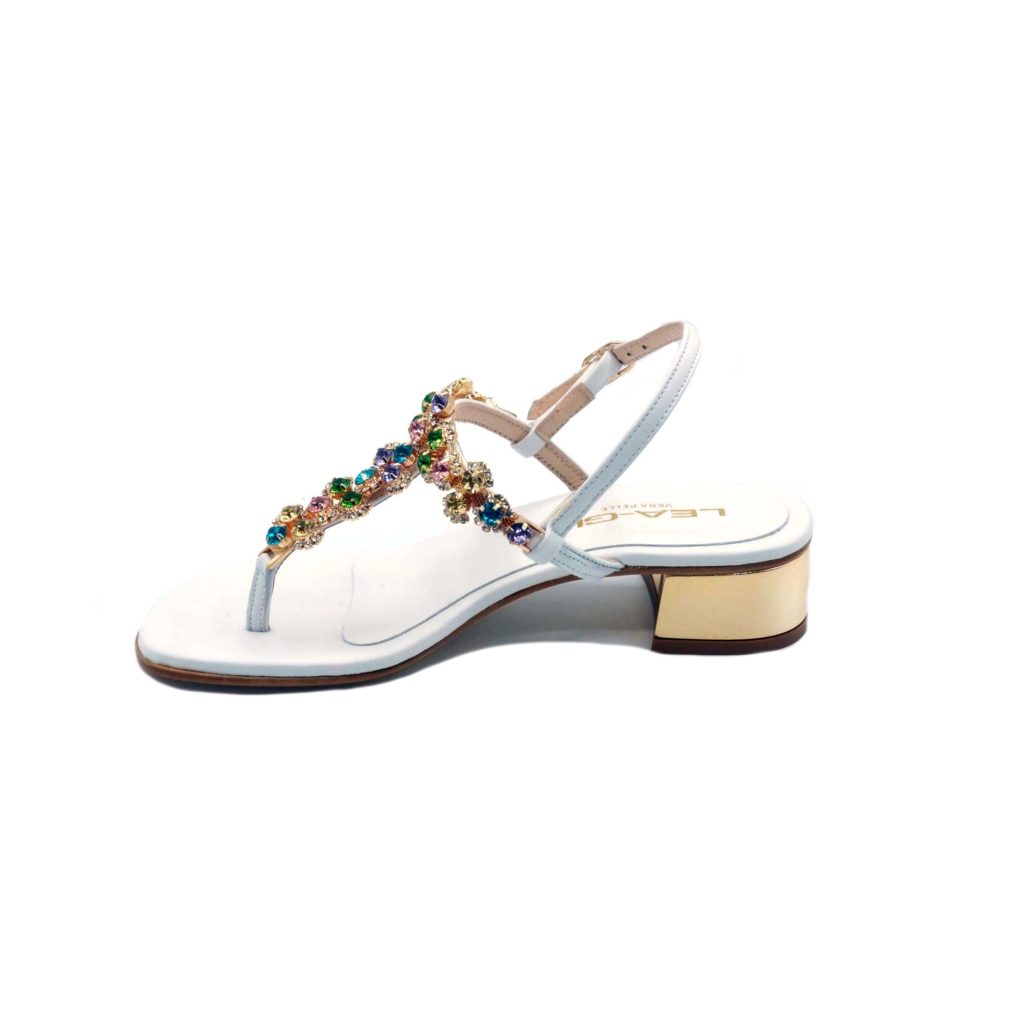 Lea Gu sandalo infradito in nappa, accessorio con swarovski frontale, chiusura posteriore, tacco 30mm Vendita
