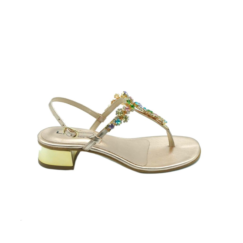 Lea Gu sandalo infradito in nappa, accessorio con swarovski frontale, chiusura posteriore, tacco 30mm Vendita