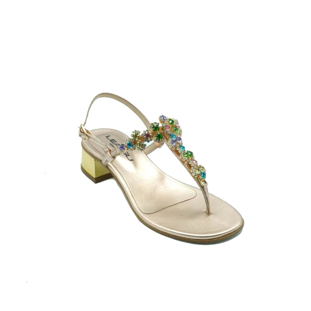 Lea Gu sandalo infradito in nappa, accessorio con swarovski frontale, chiusura posteriore, tacco 30mm Vendita