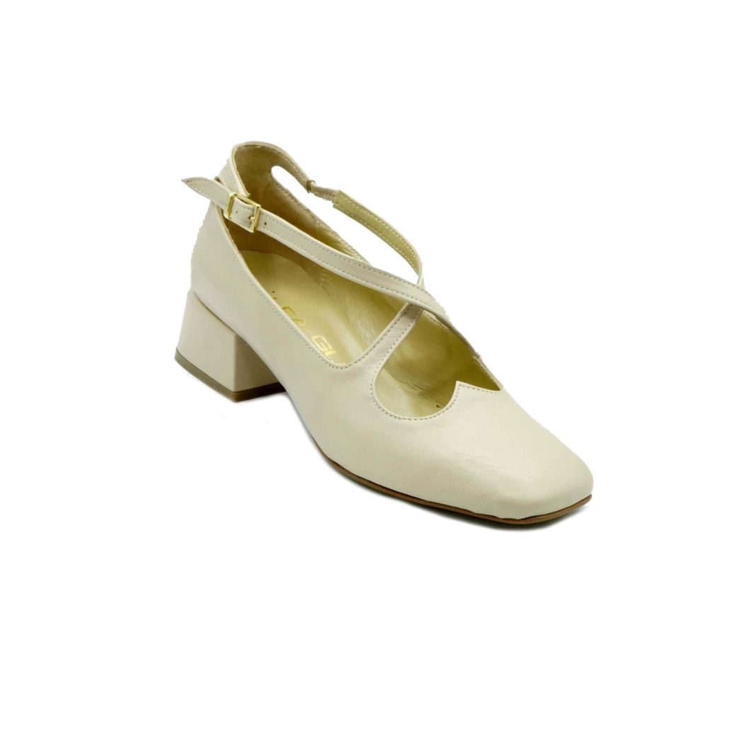 Lea Gu scarpa con tacco in nappa, incrocio frontale, tacco 35mm Shopping Online