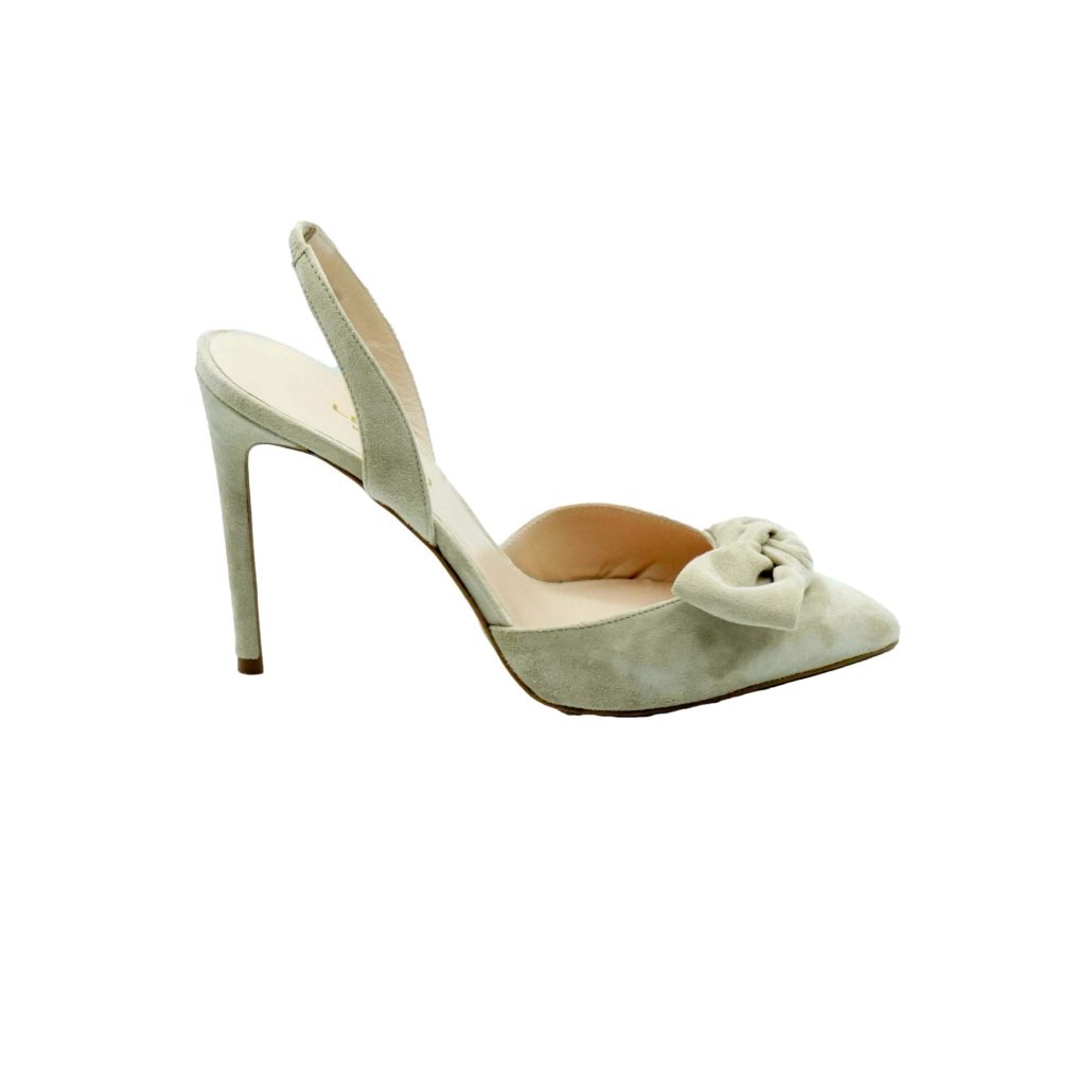 Lea Gu slingback in camoscio, fiocco frontale, tacco 100mm Saldi