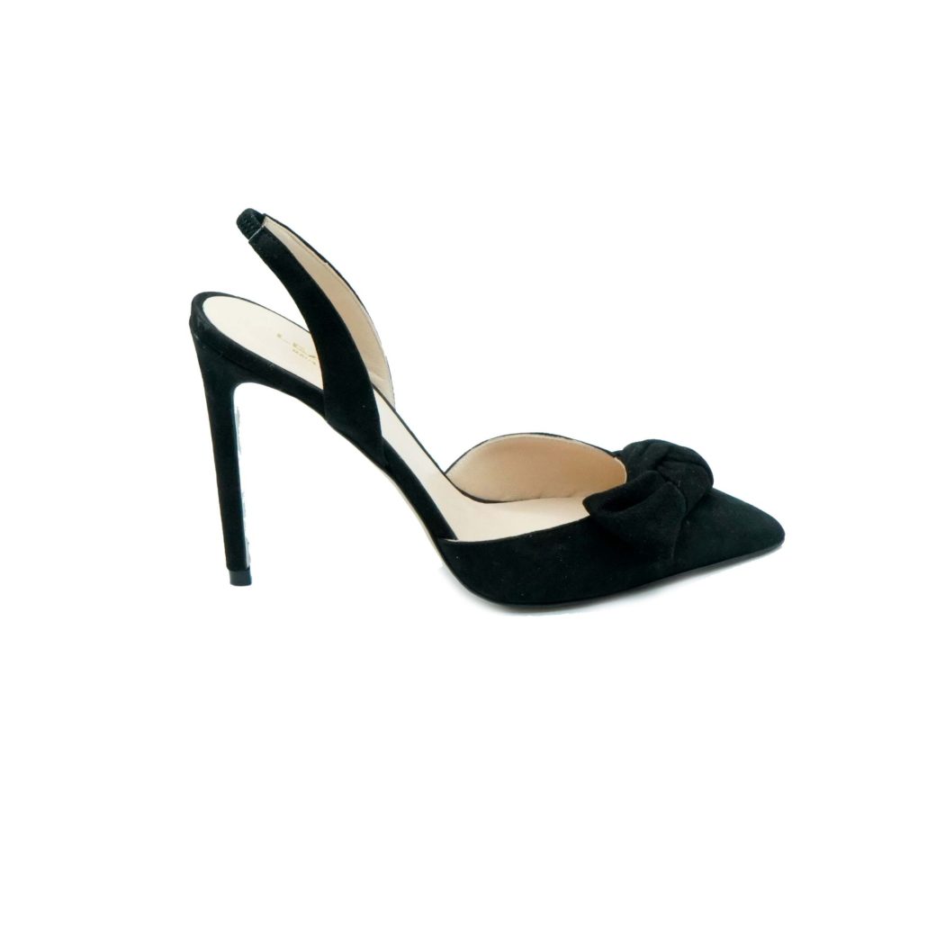 Lea Gu slingback in camoscio, fiocco frontale, tacco 100mm Saldi