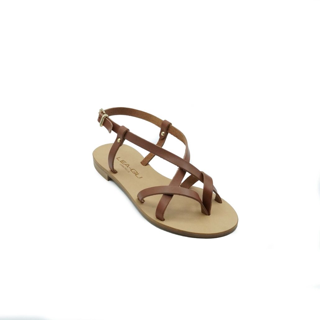 Lea Gu sandalo in nappa, incroci frontali, chiusura posteriore, tacco 10mm Negozio
