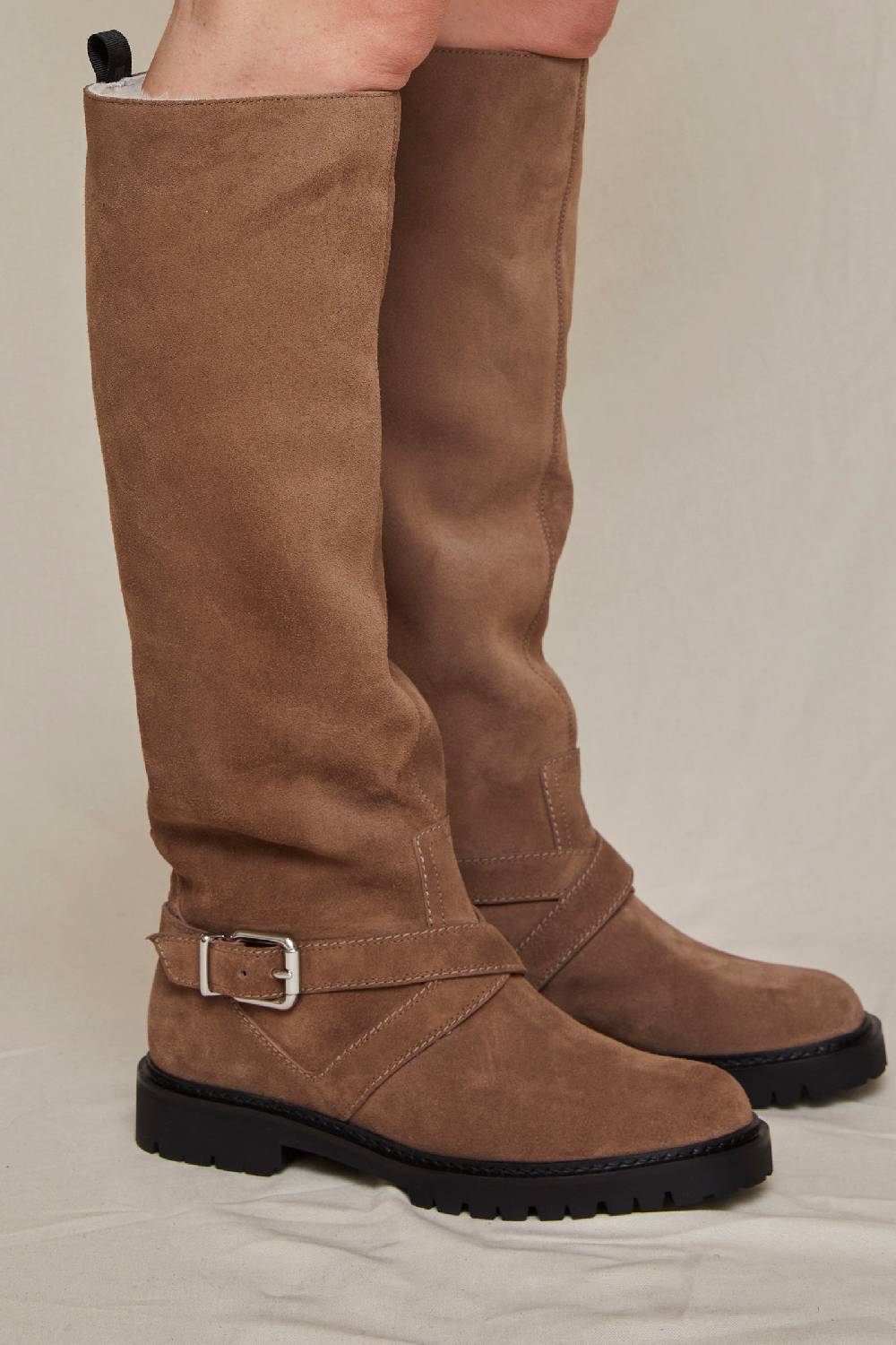 ﻿Kalliste K35 BIKER BOOTS VELOUR FANGO Vendita Economica