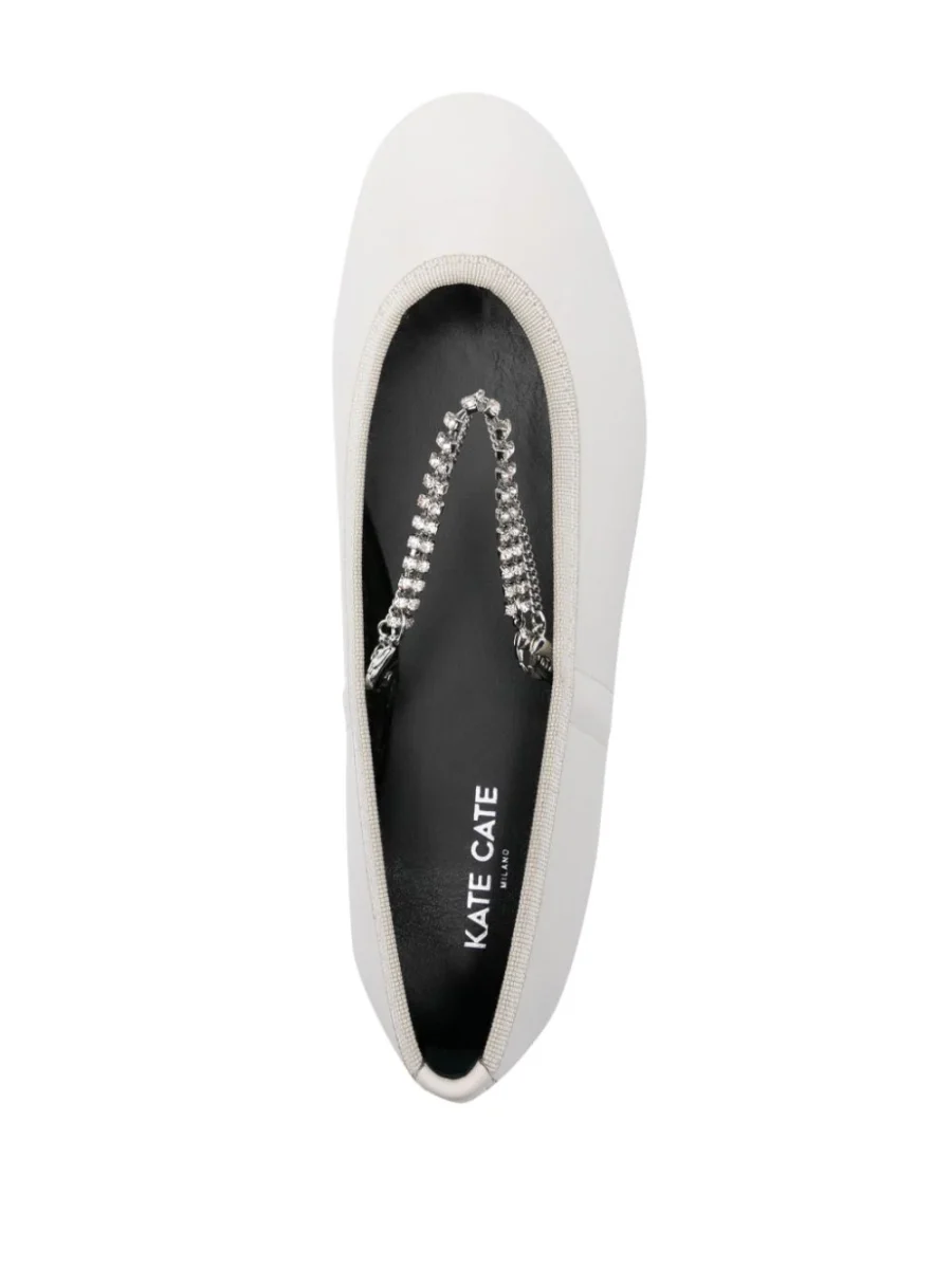Kate Cate JULIETTE CHAIN IN OFF WHITE CALFSKIN LEATHER Moda