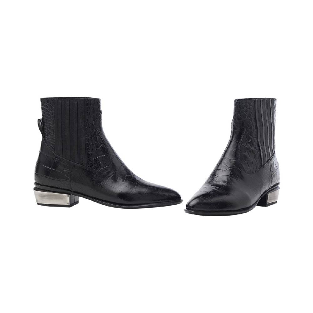Kate Cate COWBOY KATE BOOTS BLACK CROC EFFECT LEATHER Novità