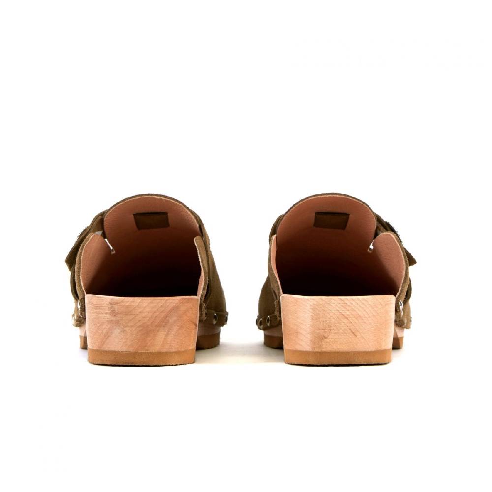 Kate Cate ALLEGRA CLOGS KAKI SUEDE CALFSKIN Economico