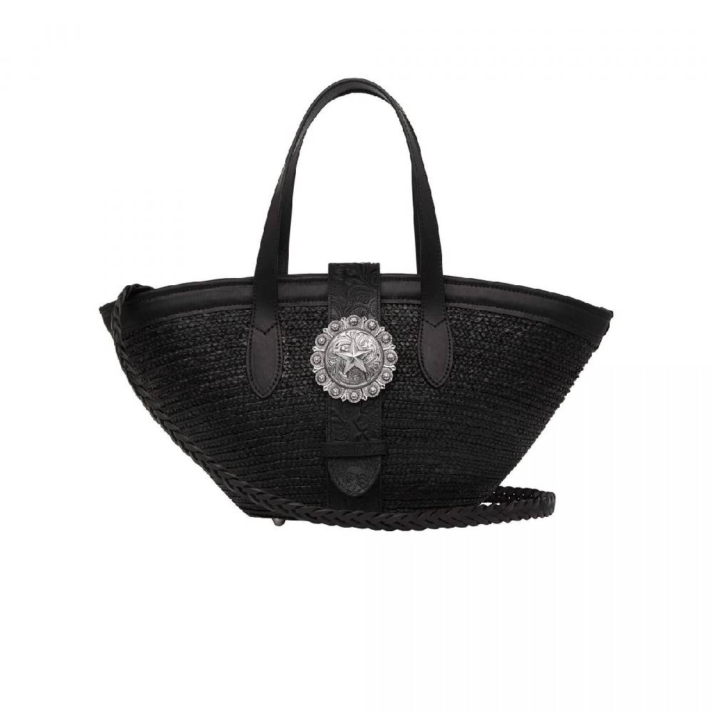 Kate Cate BEACH BAG BLACK STRAW Presa
