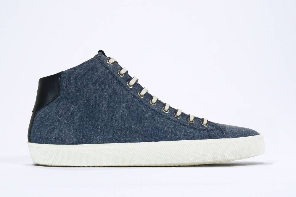Leather Crown EARTH | Denim Blue - Mid Top - Uomo Italy