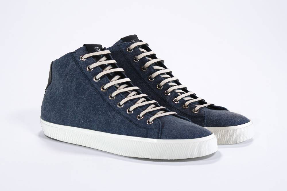 Leather Crown EARTH | Denim Blue - Mid Top - Uomo Italy