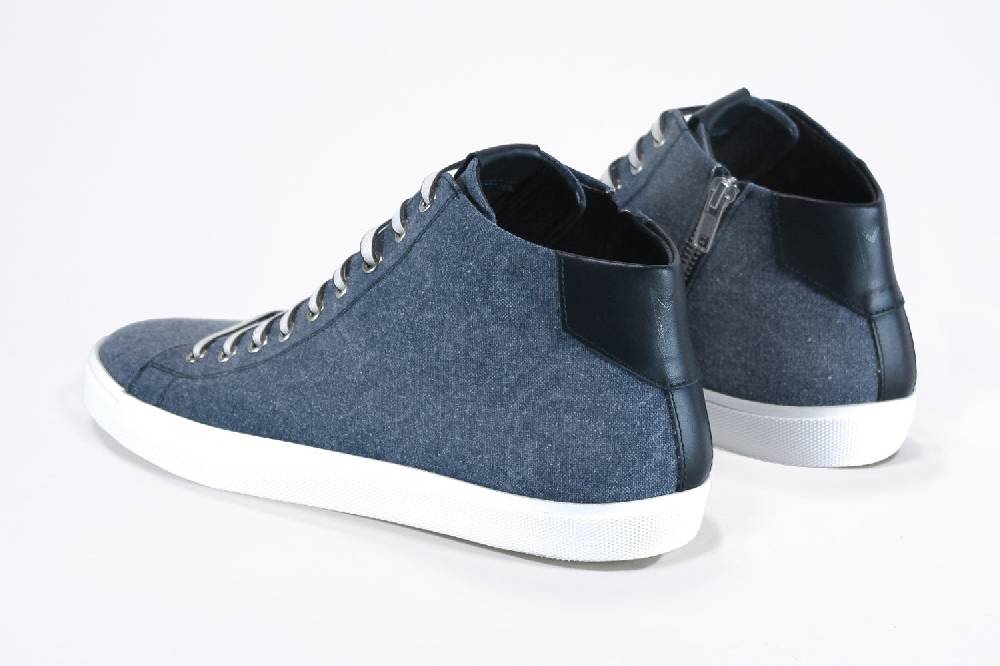 Leather Crown EARTH | Denim Blue - Mid Top - Uomo Italy