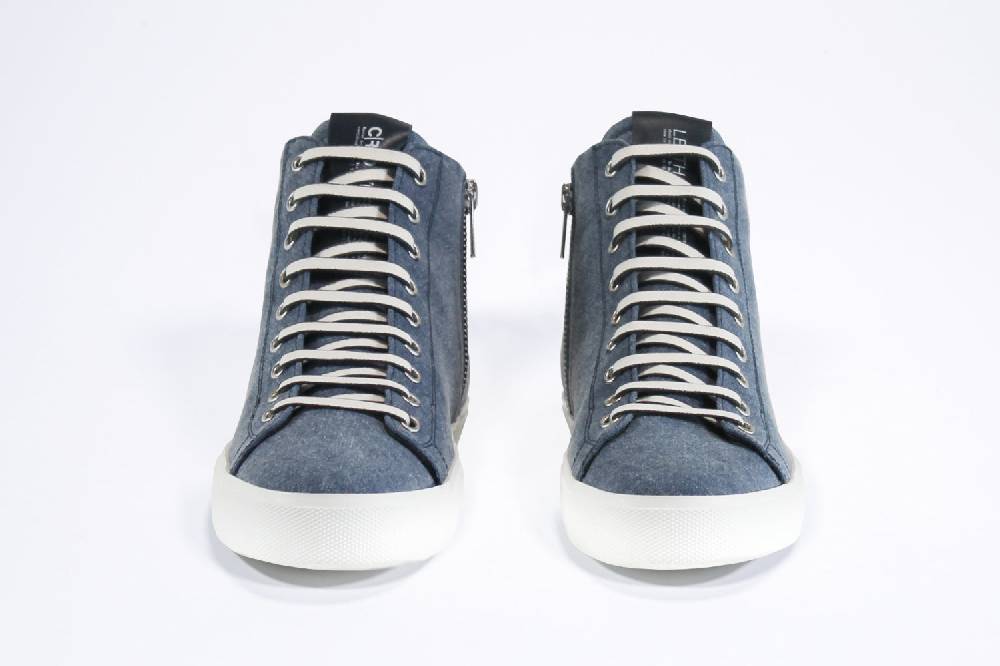 Leather Crown EARTH | Denim Blue - Mid Top - Uomo Italy