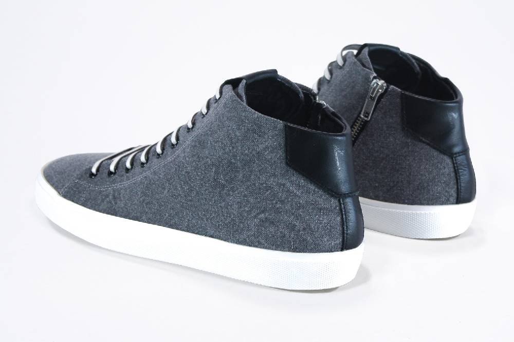 Leather Crown EARTH | Demin nero - Mid Top - Uomo Italia