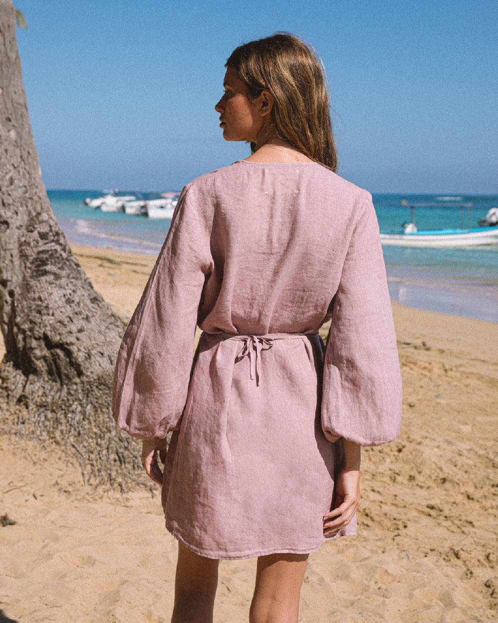 ﻿Manebí Linen Caracas Dress - Iris Vendita Economica