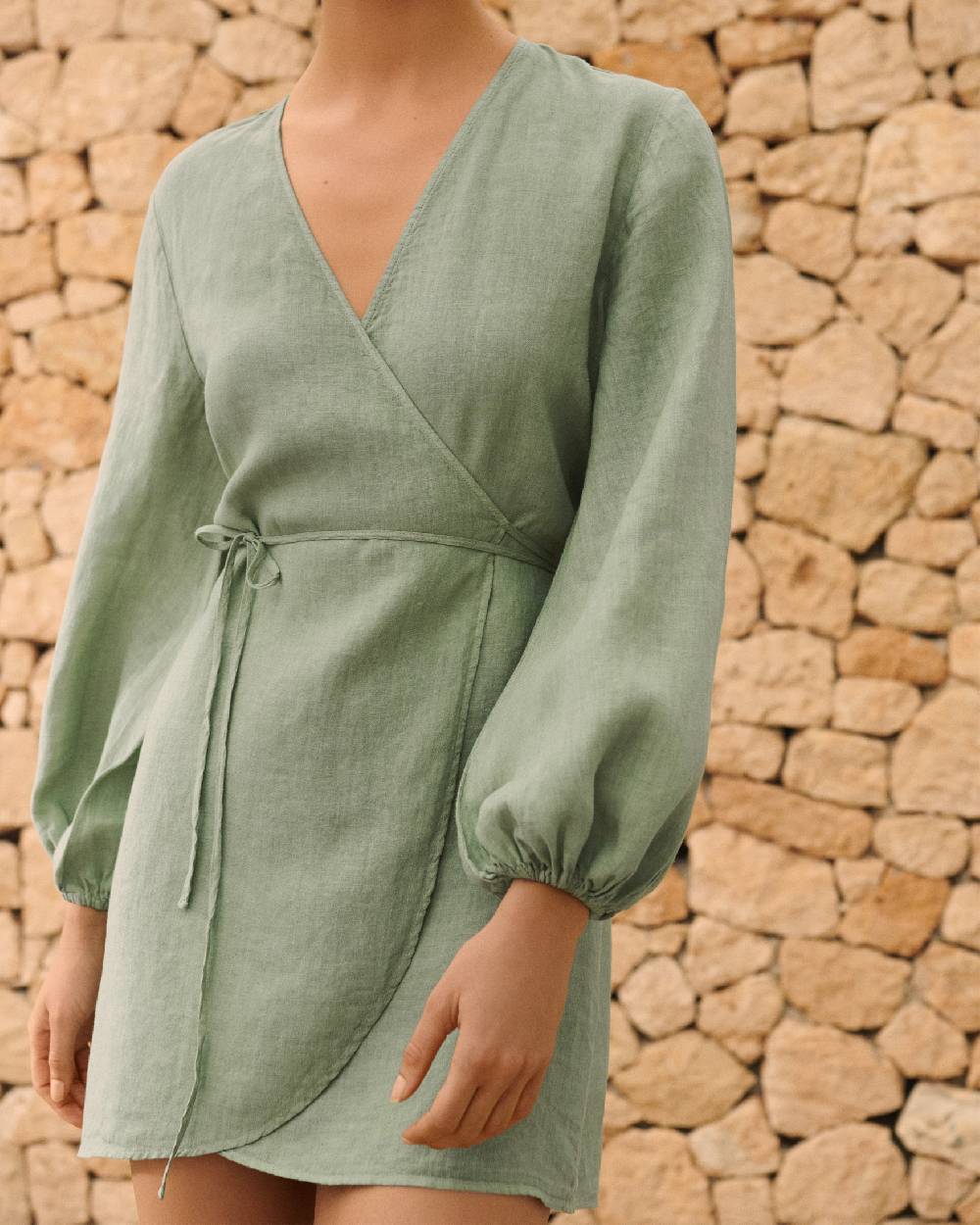 Manebí Linen Caracas Dress - Mineral Green In Linea