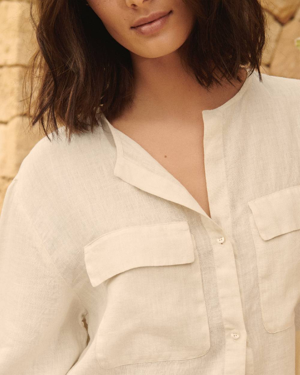 Manebí Linen Valparaiso Shirt - Eggnog Promozione