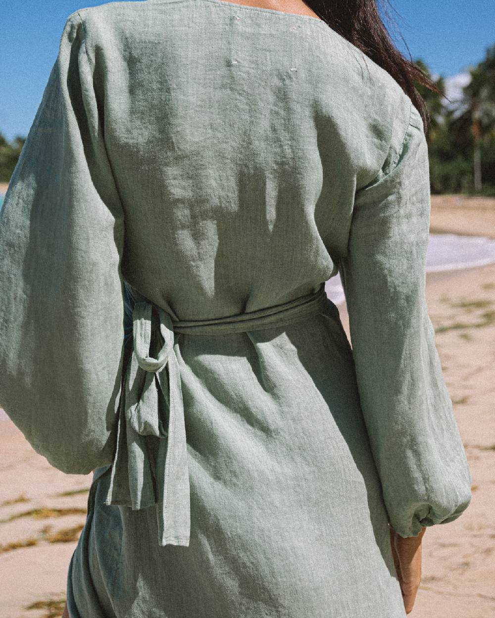 Manebí Linen Galapagos Dress - Mineral Green Pezzi Unici
