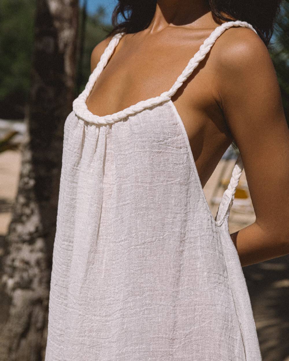 Manebí Linen Gauze Maracaibo Dress - White Acquista Ora