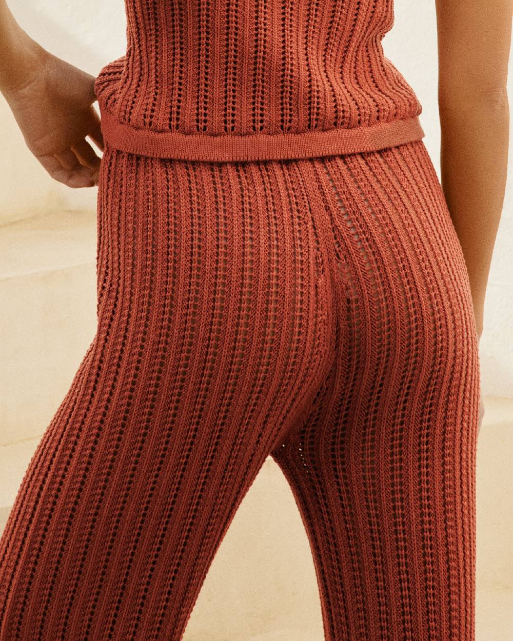 Manebí Cotton Crochet|Lipari Trousers - Rust Convenienza