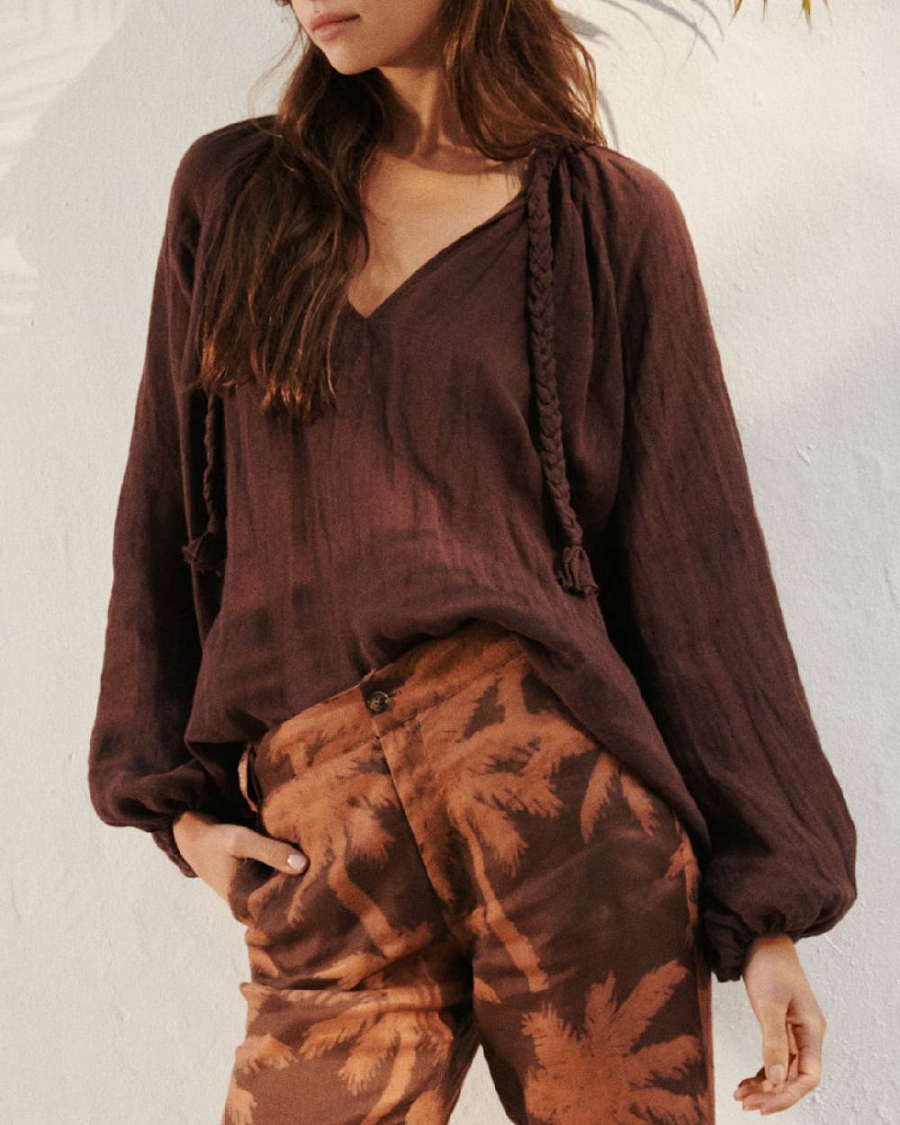Manebí Linen Gauze Mykonos Shirt - Cocoa Offerta