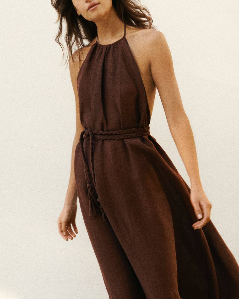 Manebí Linen Gauze Tulum Dress - Cocoa Economico