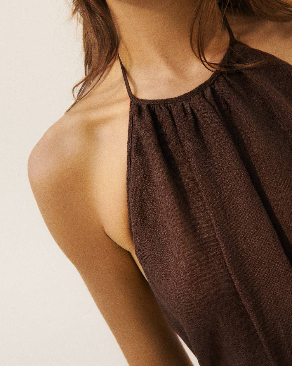 Manebí Linen Gauze Tulum Dress - Cocoa Economico