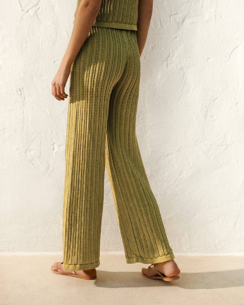 Manebí Cotton Crochet Lipari Trousers - Cactus Green Offerte