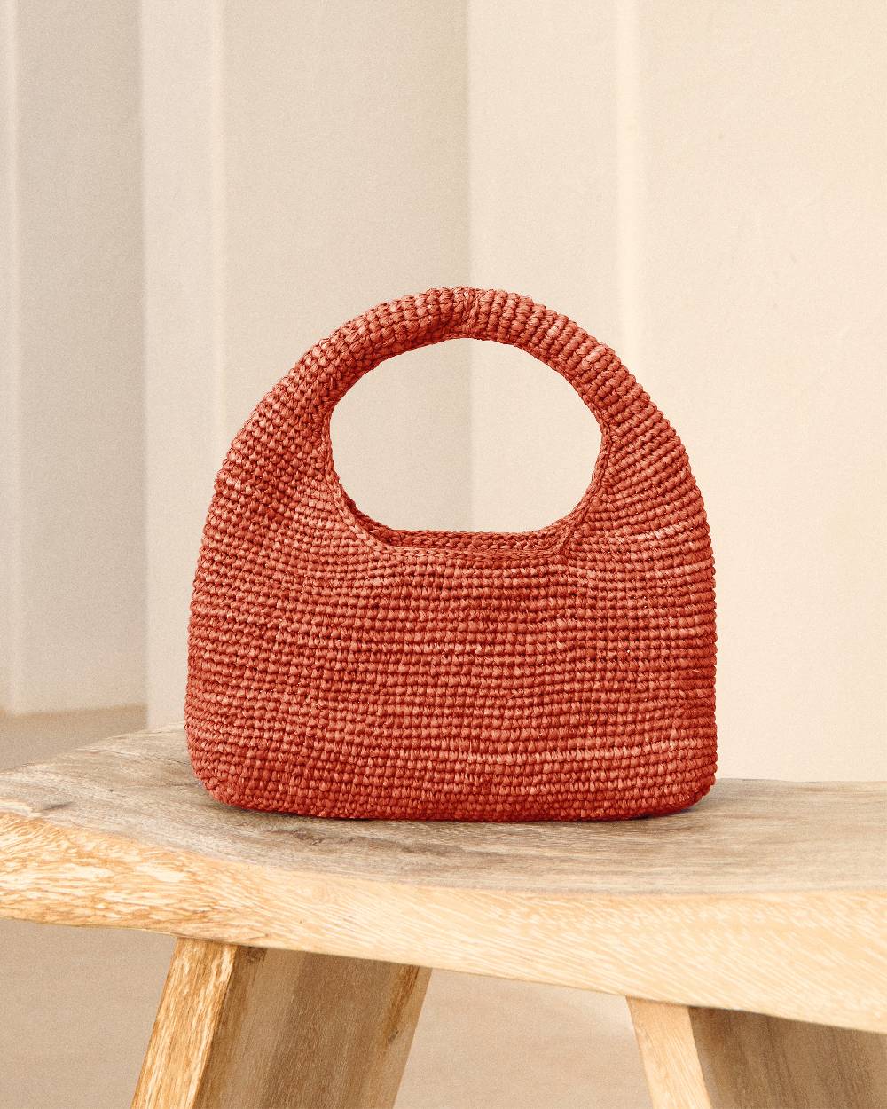 Manebí Raffia Halfmoon Bag - Rust I Più Venduti
