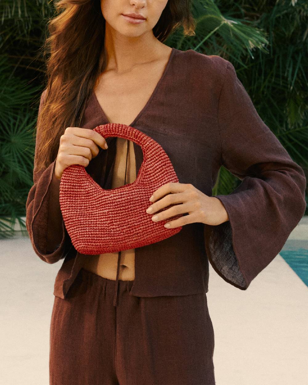 Manebí Raffia Halfmoon Bag - Rust I Più Venduti
