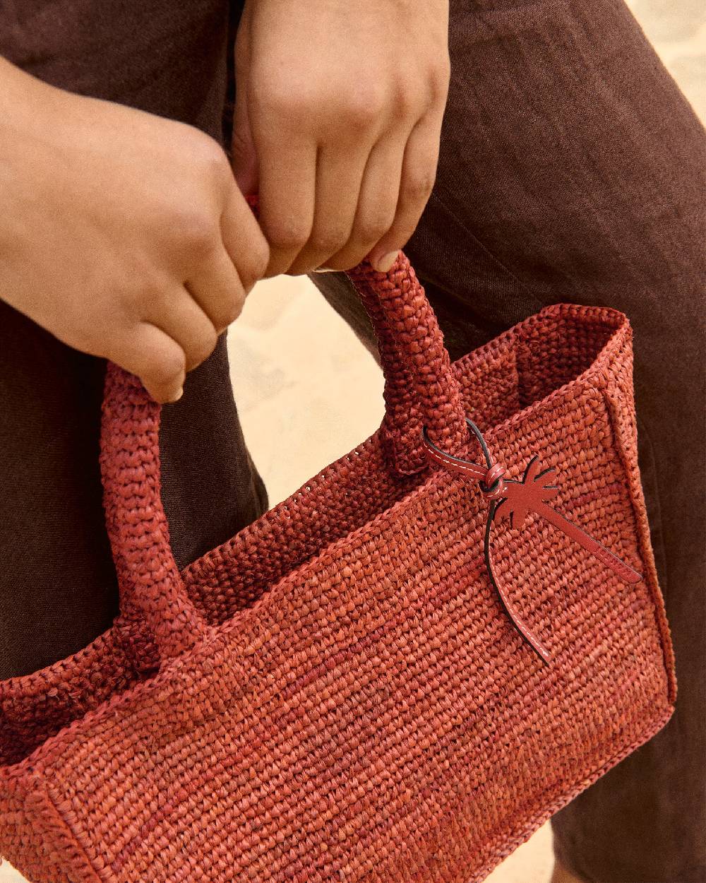 Manebí Raffia Sunset Bag Small - Rust In Saldo