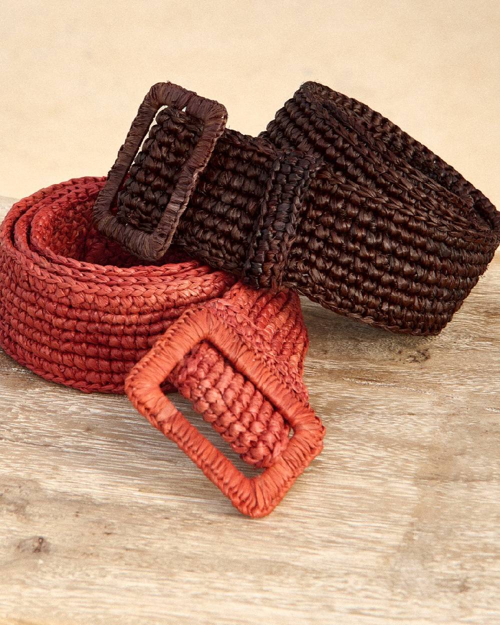 Manebí Natural Raffia Belt - Rust Nuova