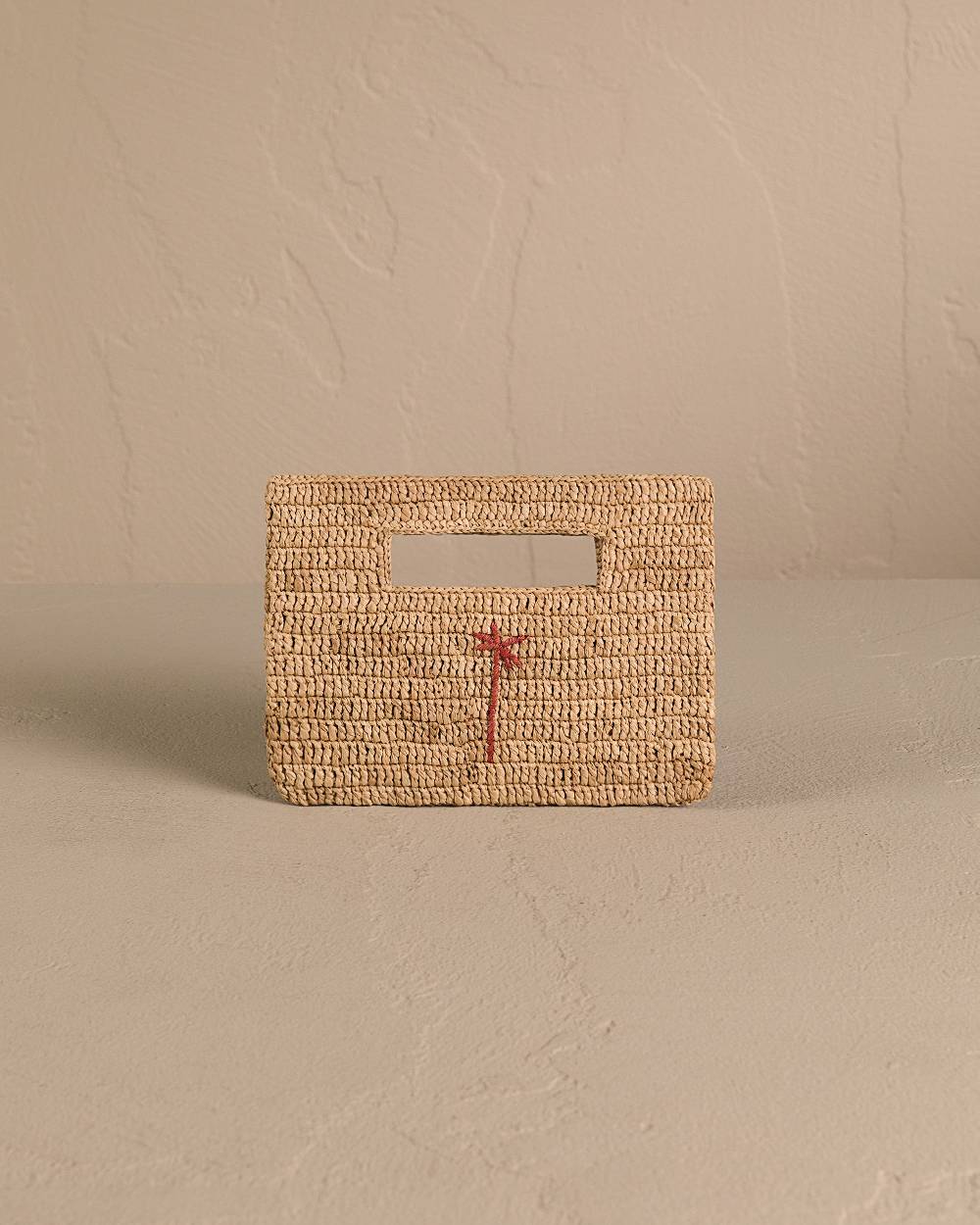 Manebí Raffia Handbag Mini - Tan With Brown Palm Negozio online di fabbrica